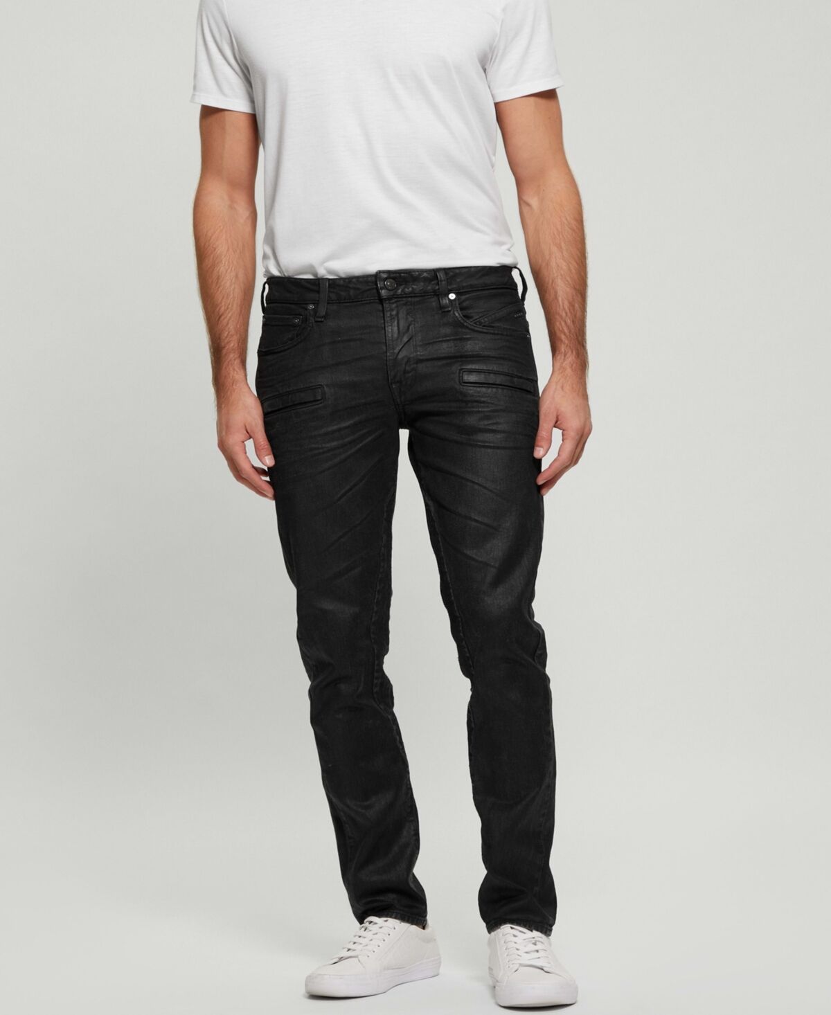 Guess Men's Coated Denim Slim Tapered Zip Jeans - Isotope Black