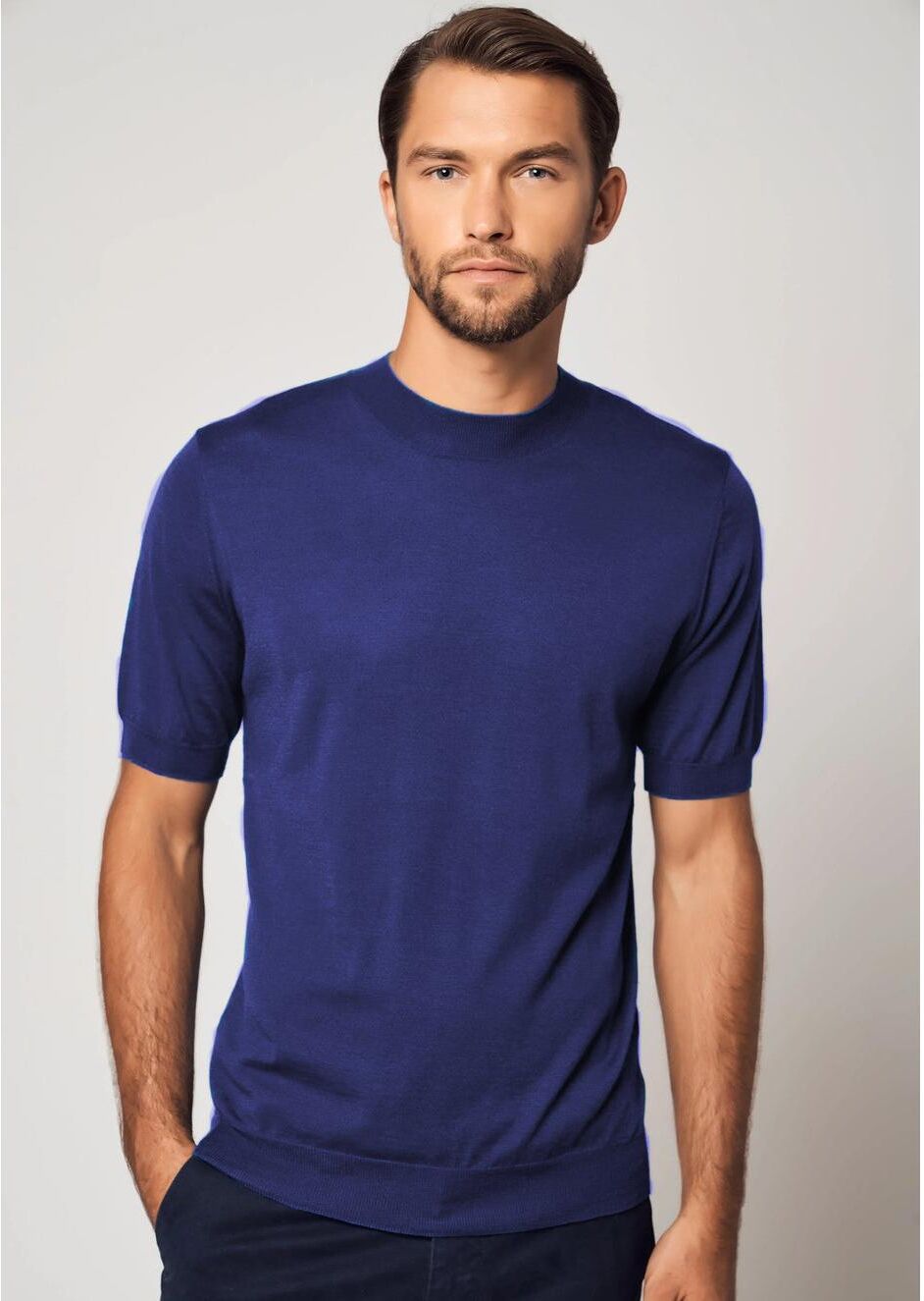 Bellemere New York Bellemere Men's Essential Cashmere Silk T-Shirt - Blue