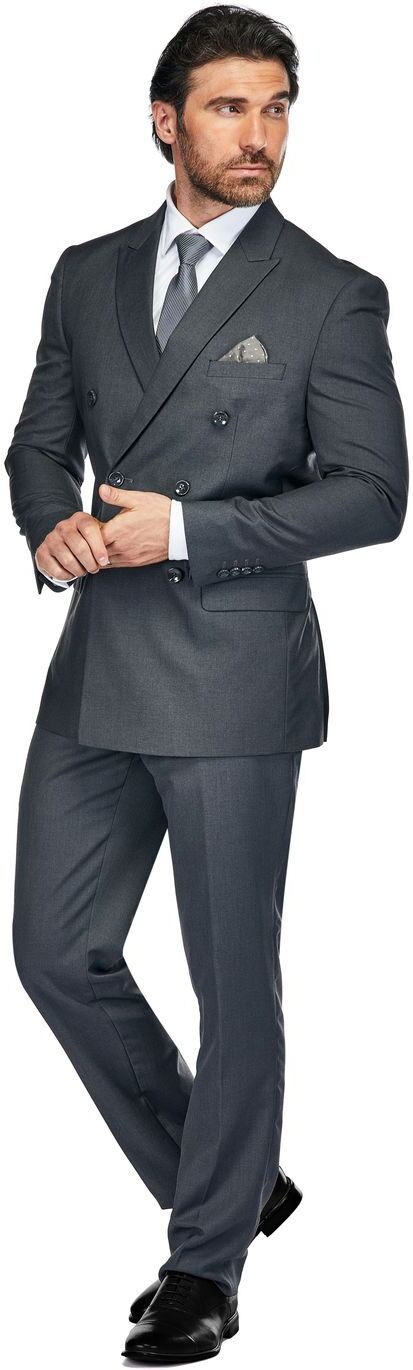 Braveman Men's Slim Fit 2-Piece Double Breasted Suit - Charcoal