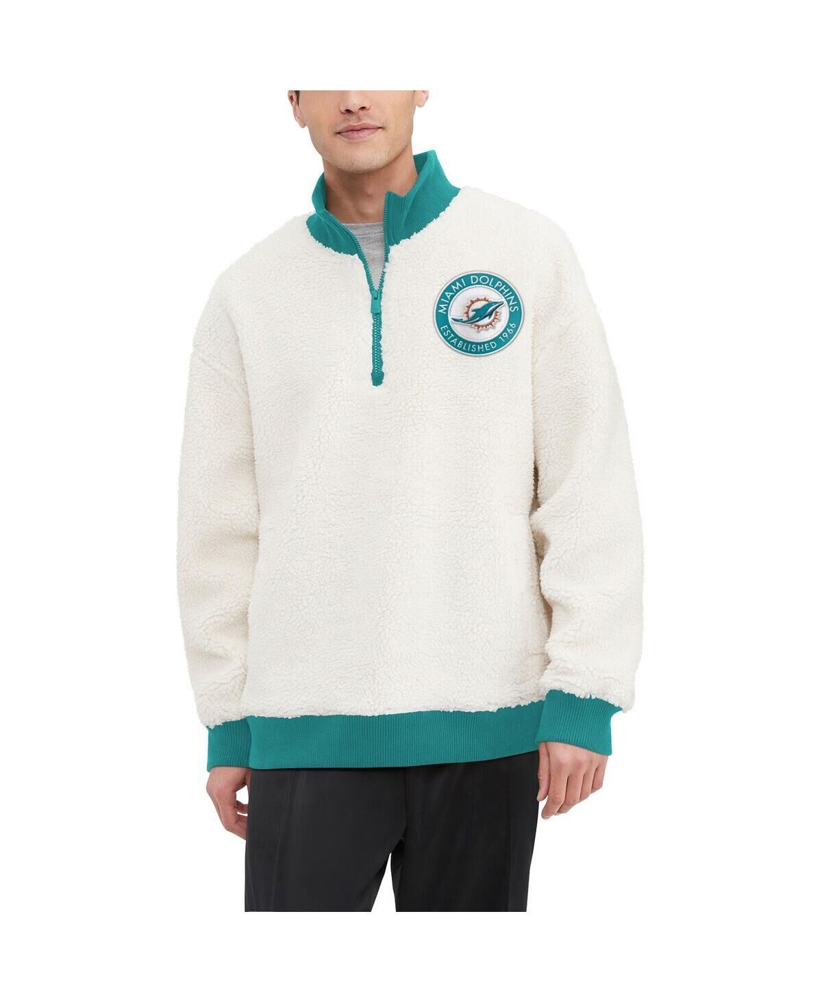 Tommy Hilfiger Men's Tommy Hilfiger Cream Miami Dolphins Jordan Sherpa Quarter-Zip Sweatshirt - Cream