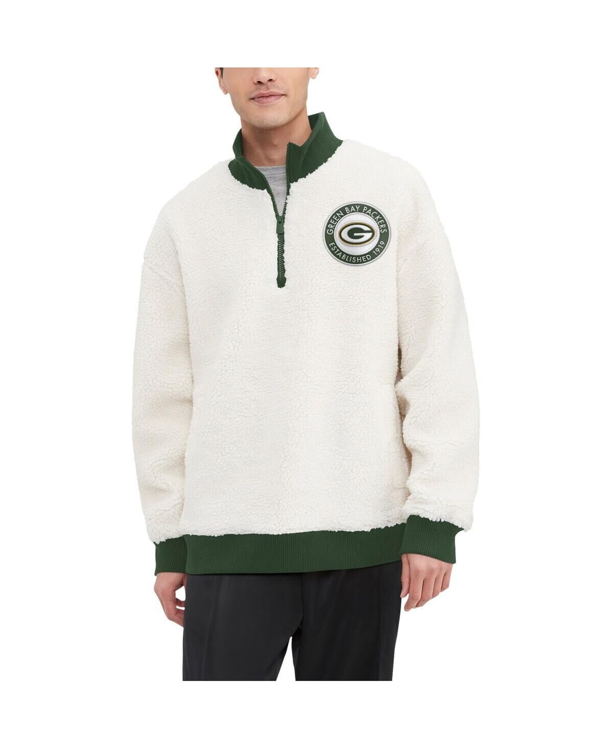 Tommy Hilfiger Men's Tommy Hilfiger Cream Green Bay Packers Jordan Sherpa Quarter-Zip Sweatshirt - Cream, Green