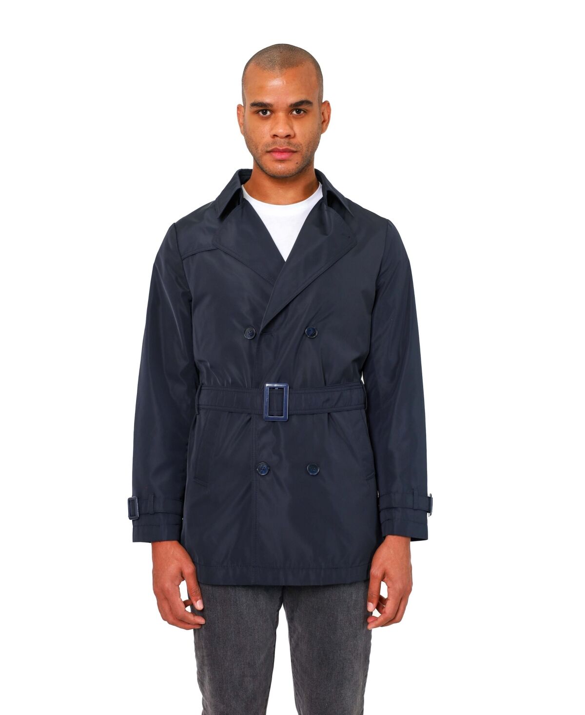 VellaPais Bellagio Men's Modern Fit Fashion Trench coat - Navy Blue