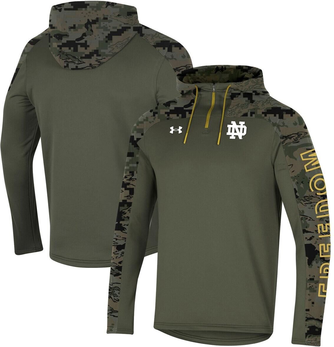 Under Armour Men's Olive Notre Dame Fighting Irish Freedom Quarter-Zip Pullover Hoodie - Olive