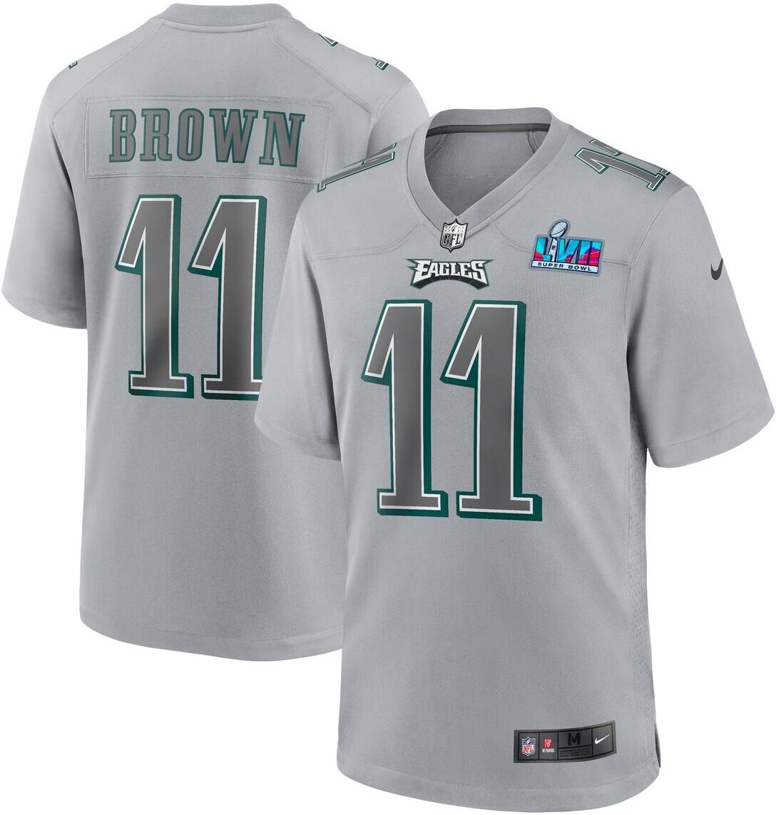 Nike Men's Nike A.j. Brown Gray Philadelphia Eagles Super Bowl Lvii Patch Atmosphere Fashion Game Jersey - Gray