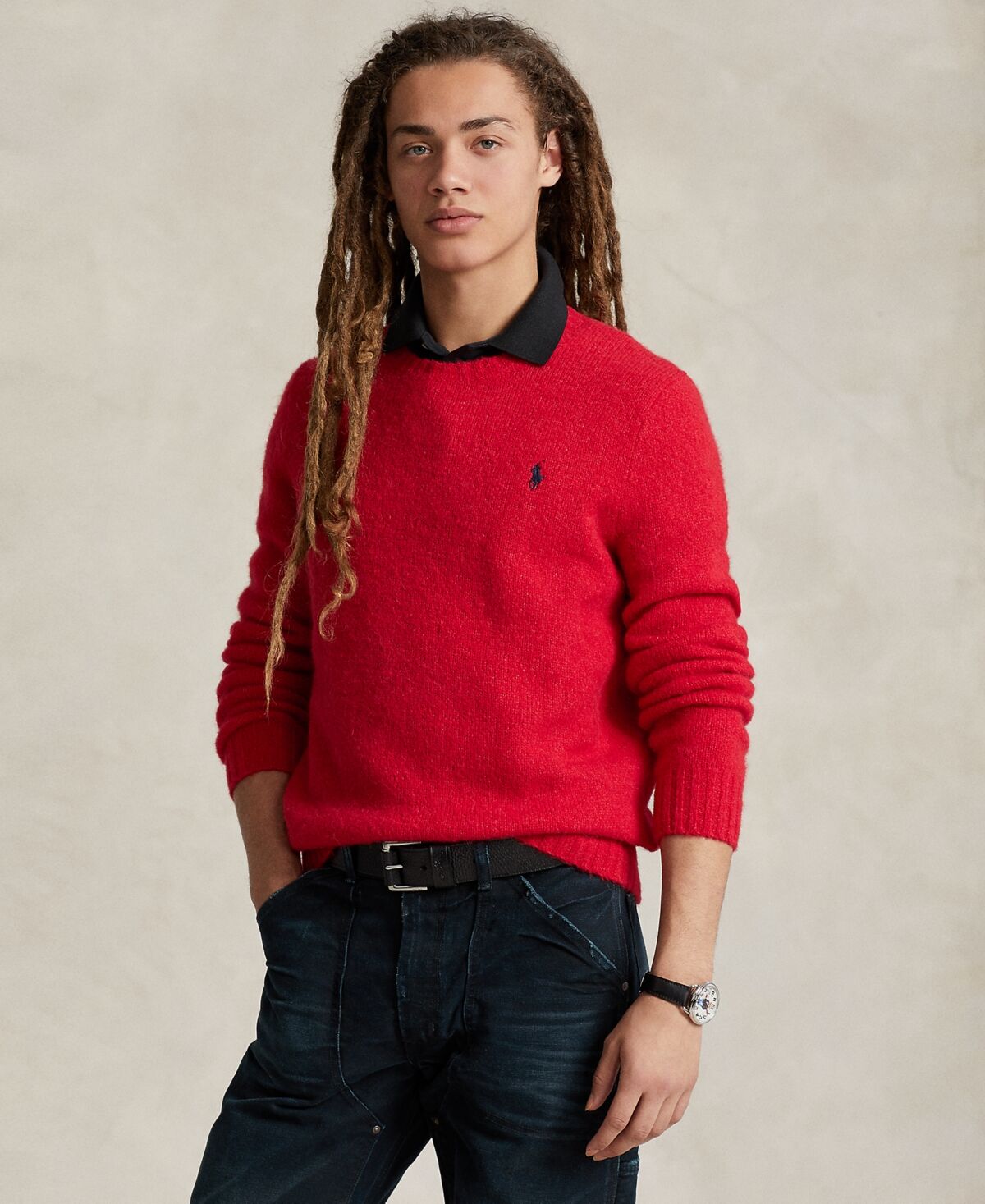 Ralph Lauren Polo Ralph Lauren Men's Fuzzy Wool-Blend Sweater - Rl  Red