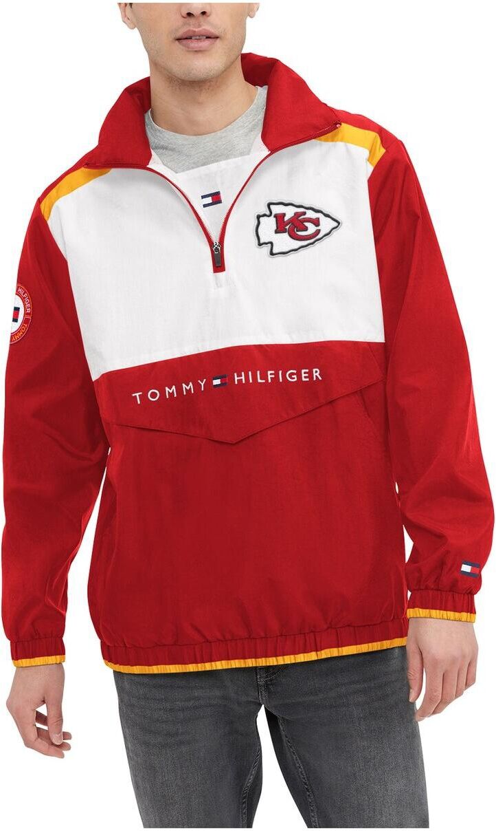 Tommy Hilfiger Men's Tommy Hilfiger Red, White Kansas City Chiefs Carter Half-Zip Hooded Jacket - Red, White