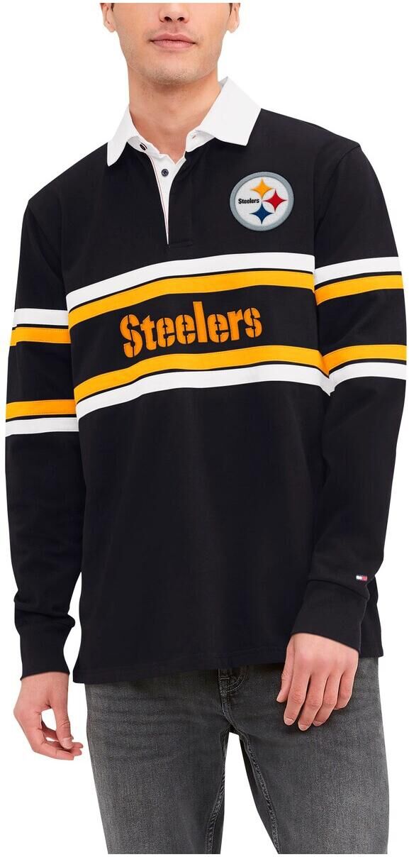 Tommy Hilfiger Men's Tommy Hilfiger Black Pittsburgh Steelers Cory Varsity Rugby Long Sleeve T-shirt - Black