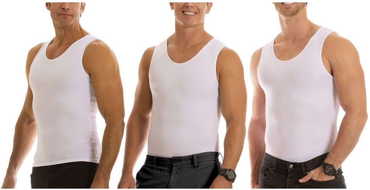 Instaslim Insta Slim Men's 3 Pack Compression Muscle Tank T-Shirts - White