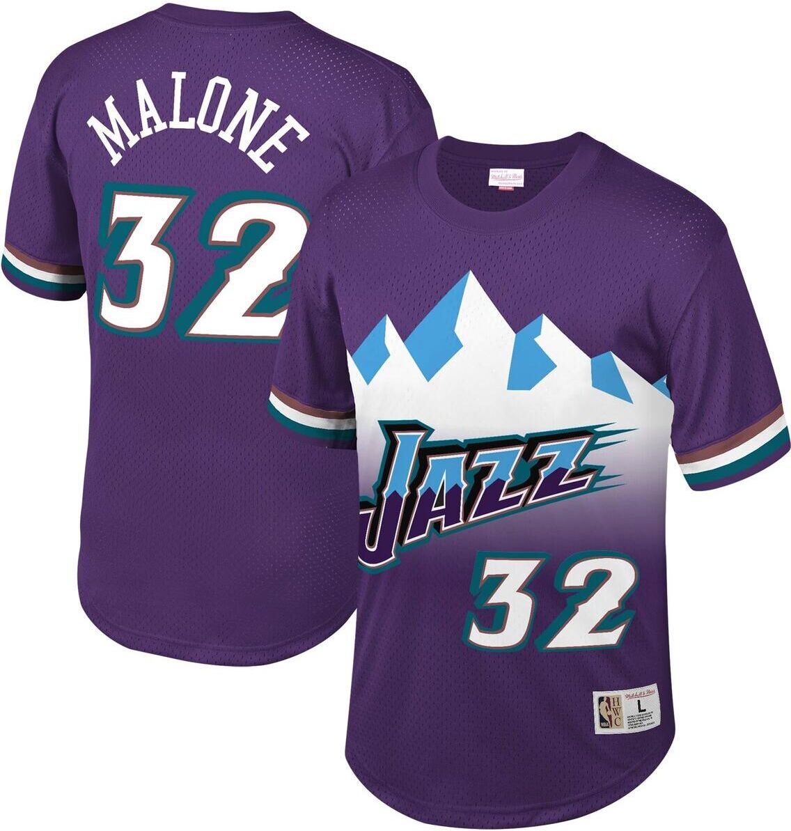 Mitchell & Ness Men's Karl Malone Purple Utah Jazz Mesh T-shirt - Purple