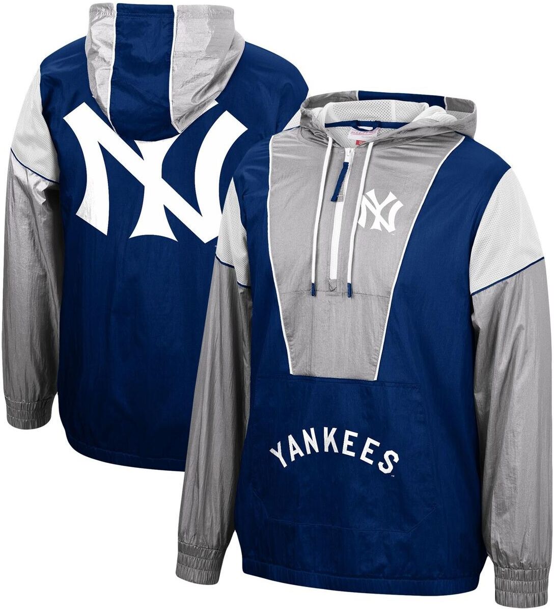 Mitchell & Ness Men's Navy New York Yankees Highlight Reel Windbreaker Half-Zip Hoodie Jacket - Navy