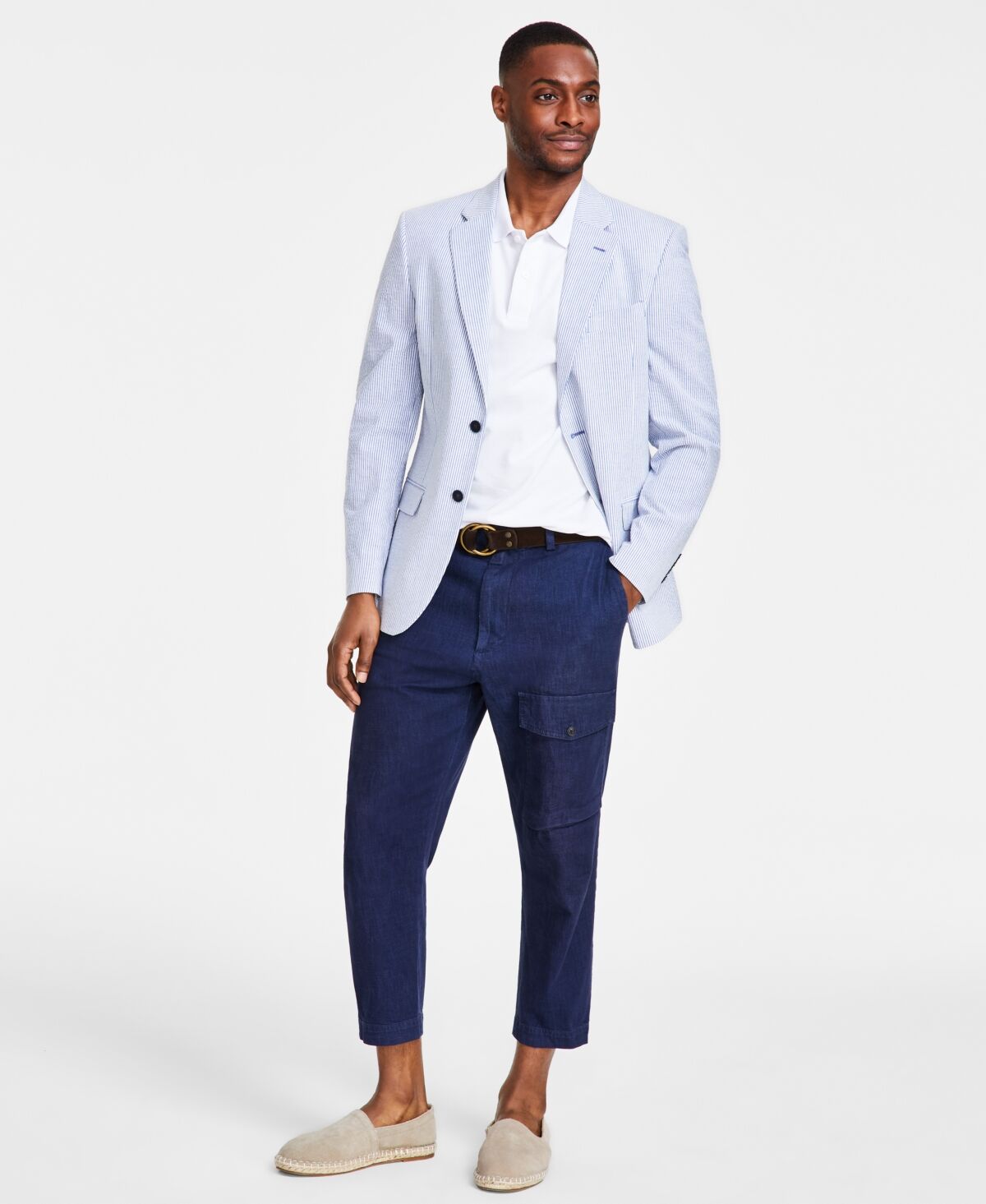 Nautica Men's Modern-Fit Seersucker Sport Coats - Blue