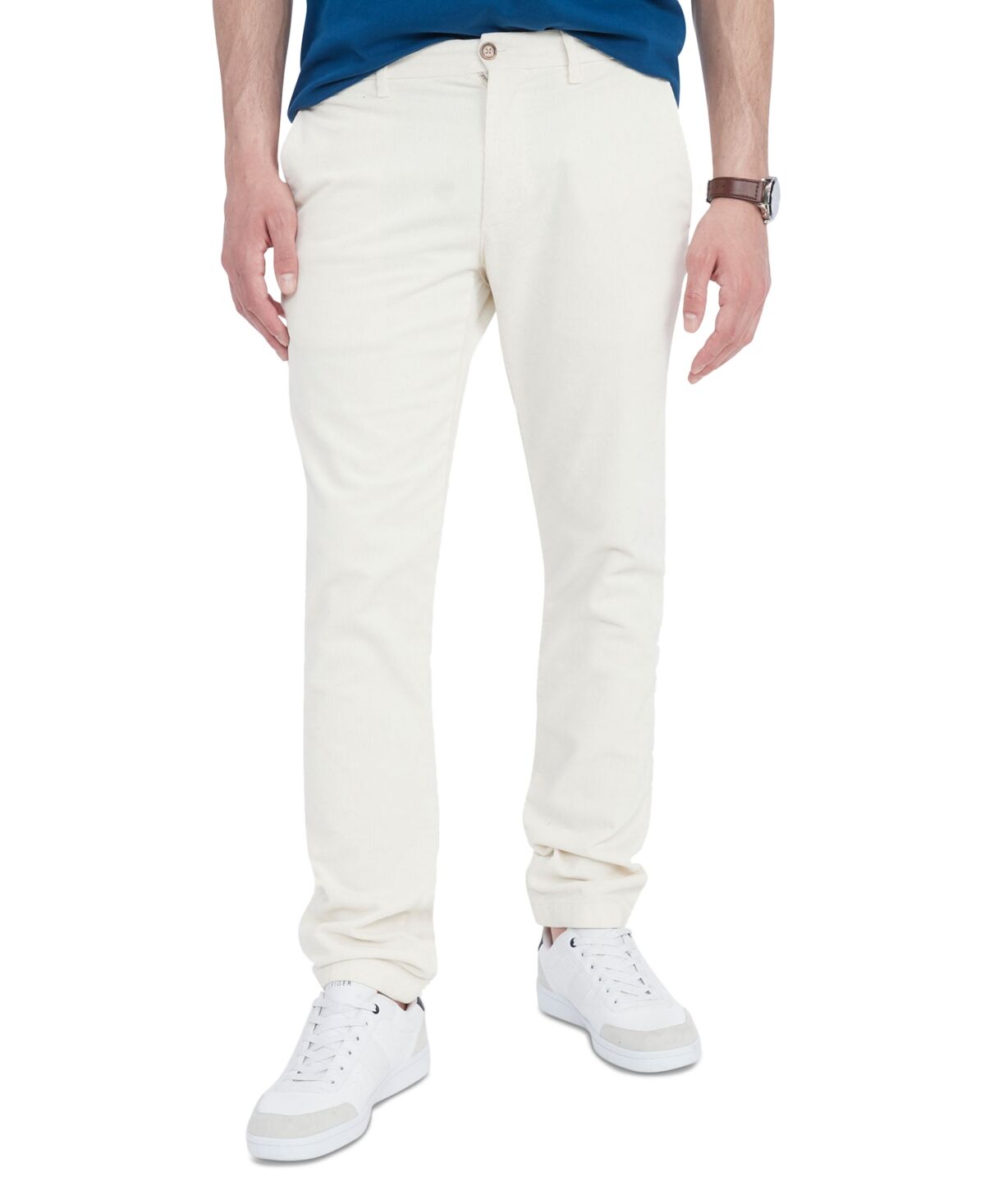 Tommy Hilfiger Men's Denton Slim Straight-Fit Corduroy Chino Pants - Ancient White