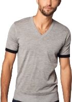 Bellemere New York Bellemere Men's Striped Short Sleeve Cashmere T-shirt - Grey