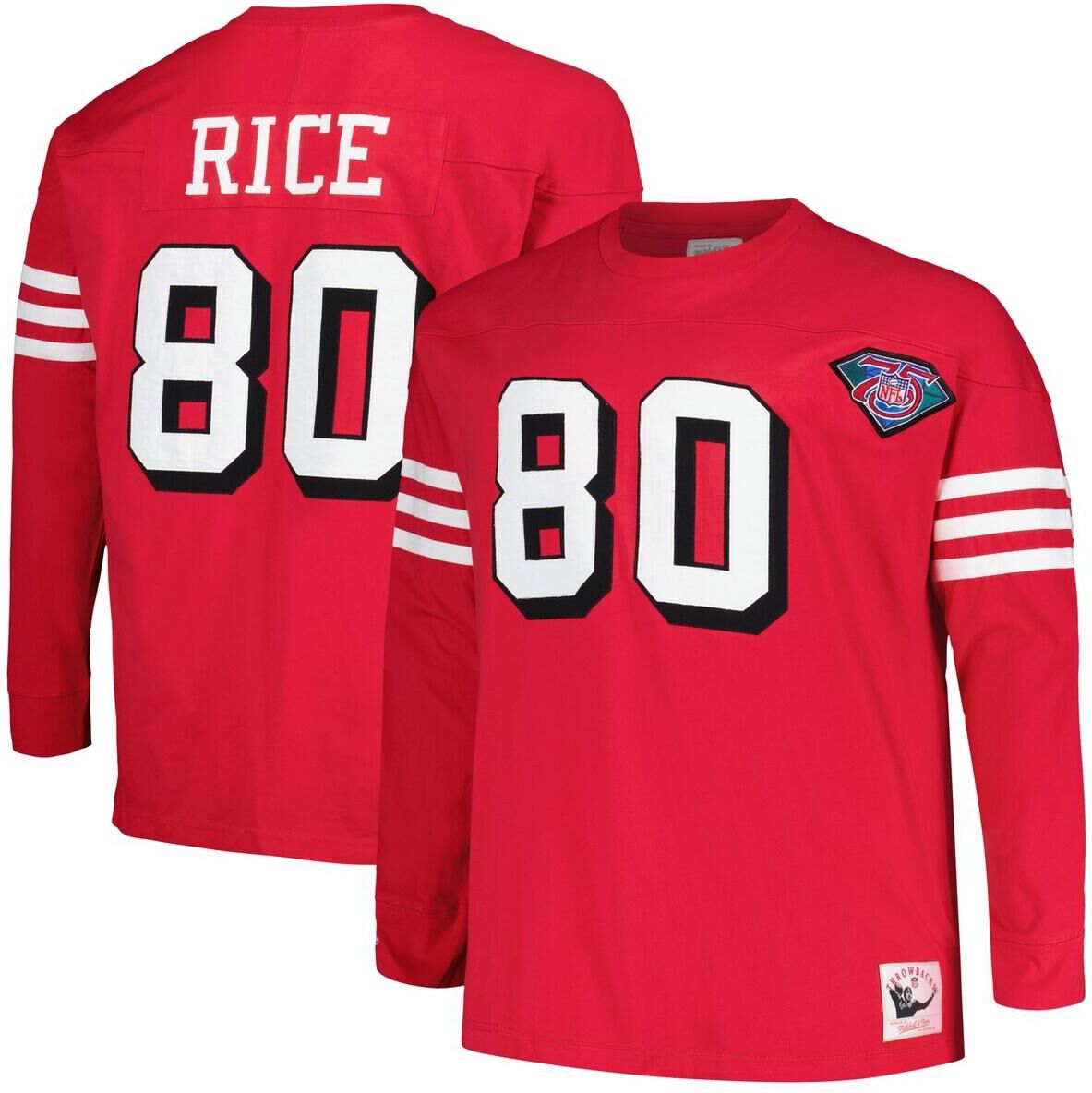 Mitchell & Ness Men's Mitchell & Ness Jerry Rice Scarlet San Francisco 49ers Big and Tall Cut and Sew Player Name and Number Long Sleeve T-shirt - Scarlet