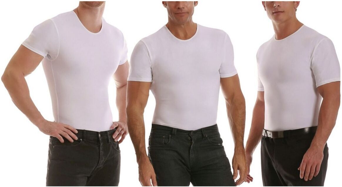 Instaslim Insta Slim Men's 3 Pack Compression Short Sleeve Crew-Neck T-Shirts - White