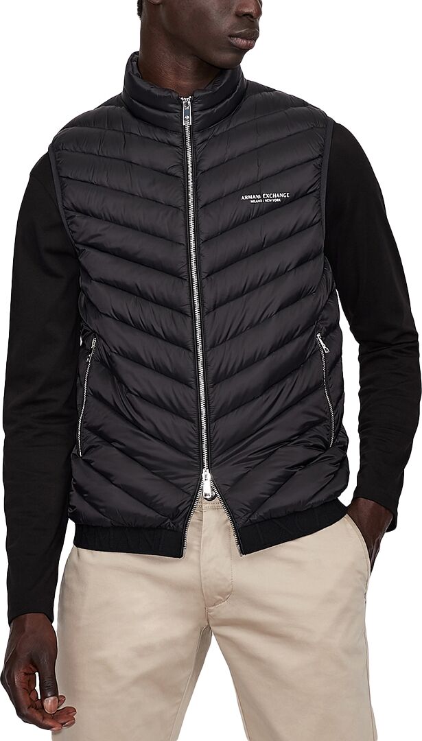 A|x Armani Exchange A X Armani Exchange Men's Packable Zipper Down Puffer - Black/melange Grey