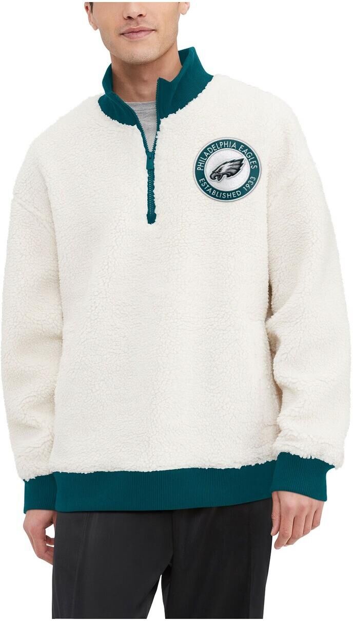 Tommy Hilfiger Men's Tommy Hilfiger Cream Philadelphia Eagles Jordan Sherpa Quarter-Zip Sweatshirt - Cream