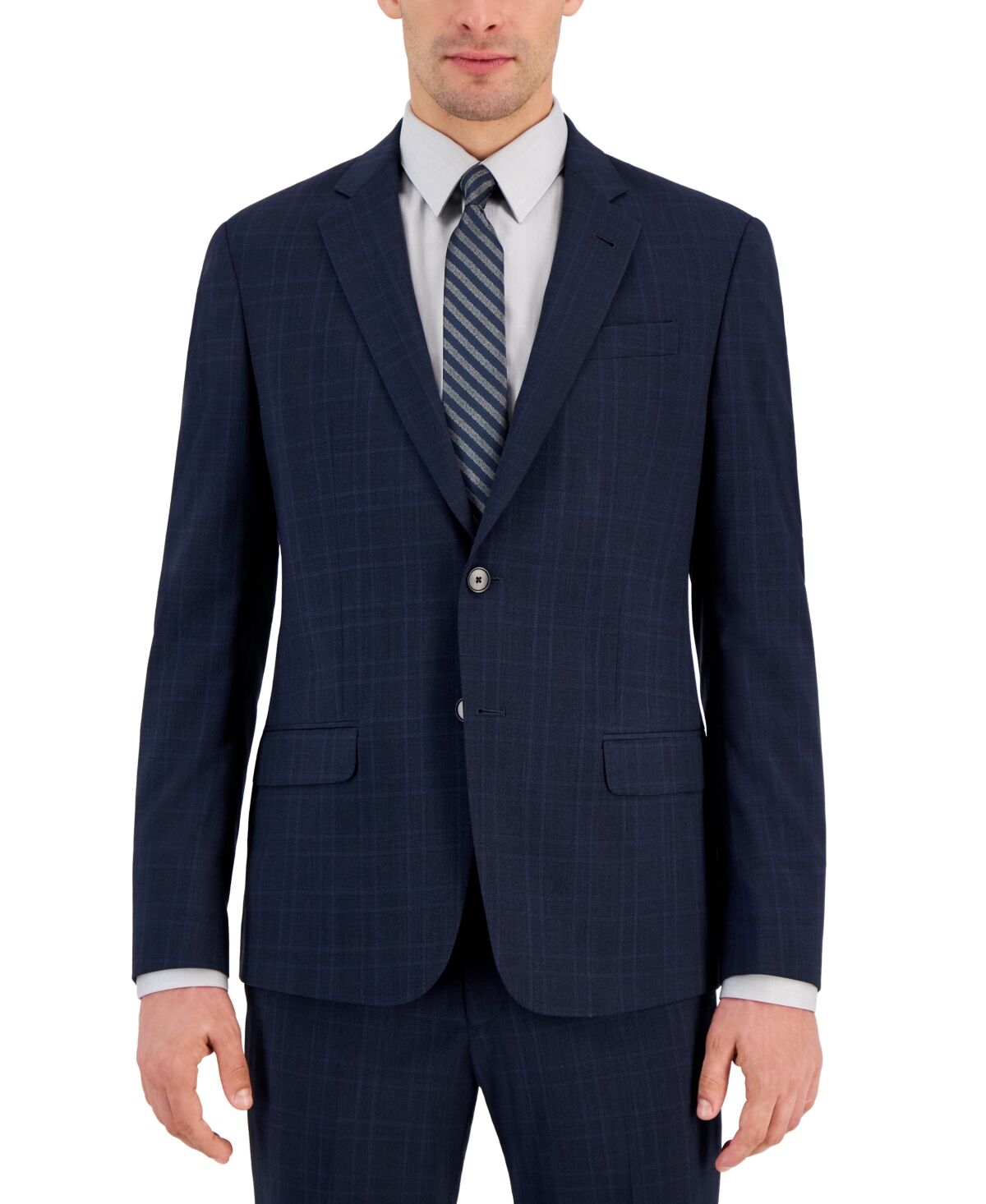 A|x Armani Exchange A X Armani Exchange Men's Slim-Fit Navy Windowpane Plaid Suit Jacket - Navy