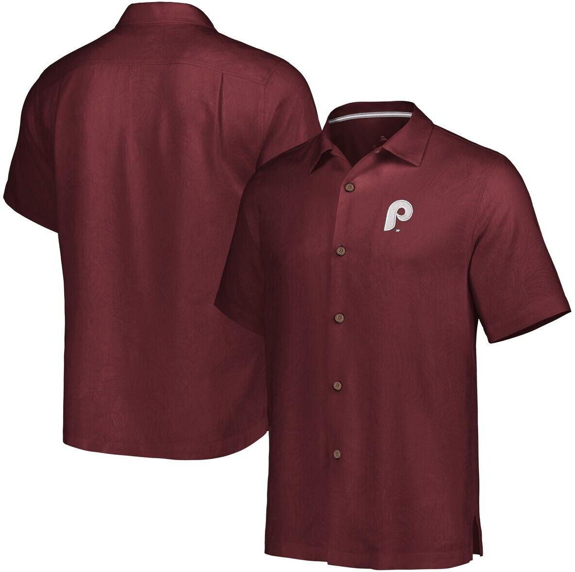 Tommy Bahama Men's Tommy Bahama Burgundy Philadelphia Phillies Sport Tropic Isles Camp Button-Up Shirt - Burgundy