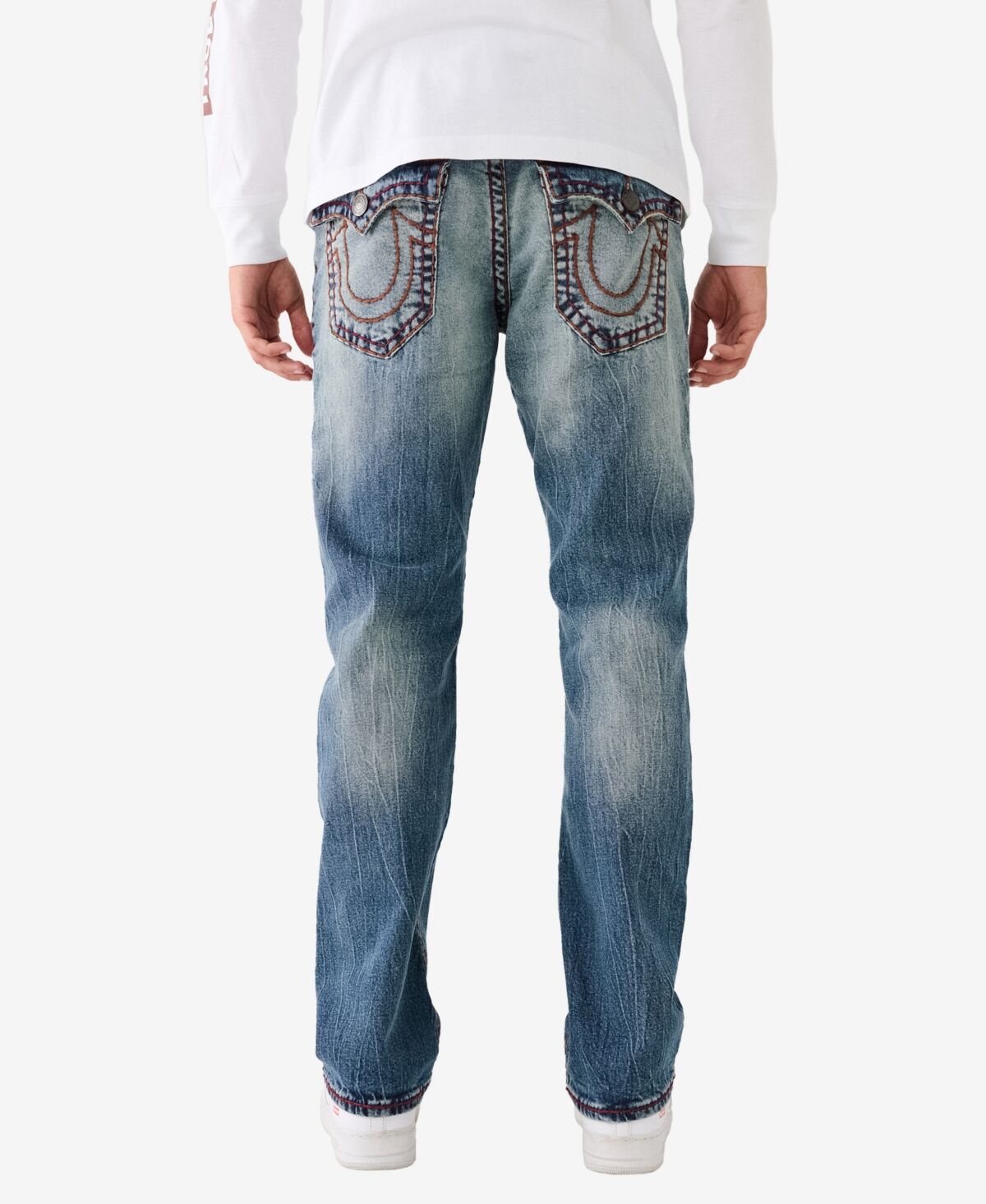 True Religion Men's Ricky Super T Straight Jeans - Worn Trophy Medium Wash