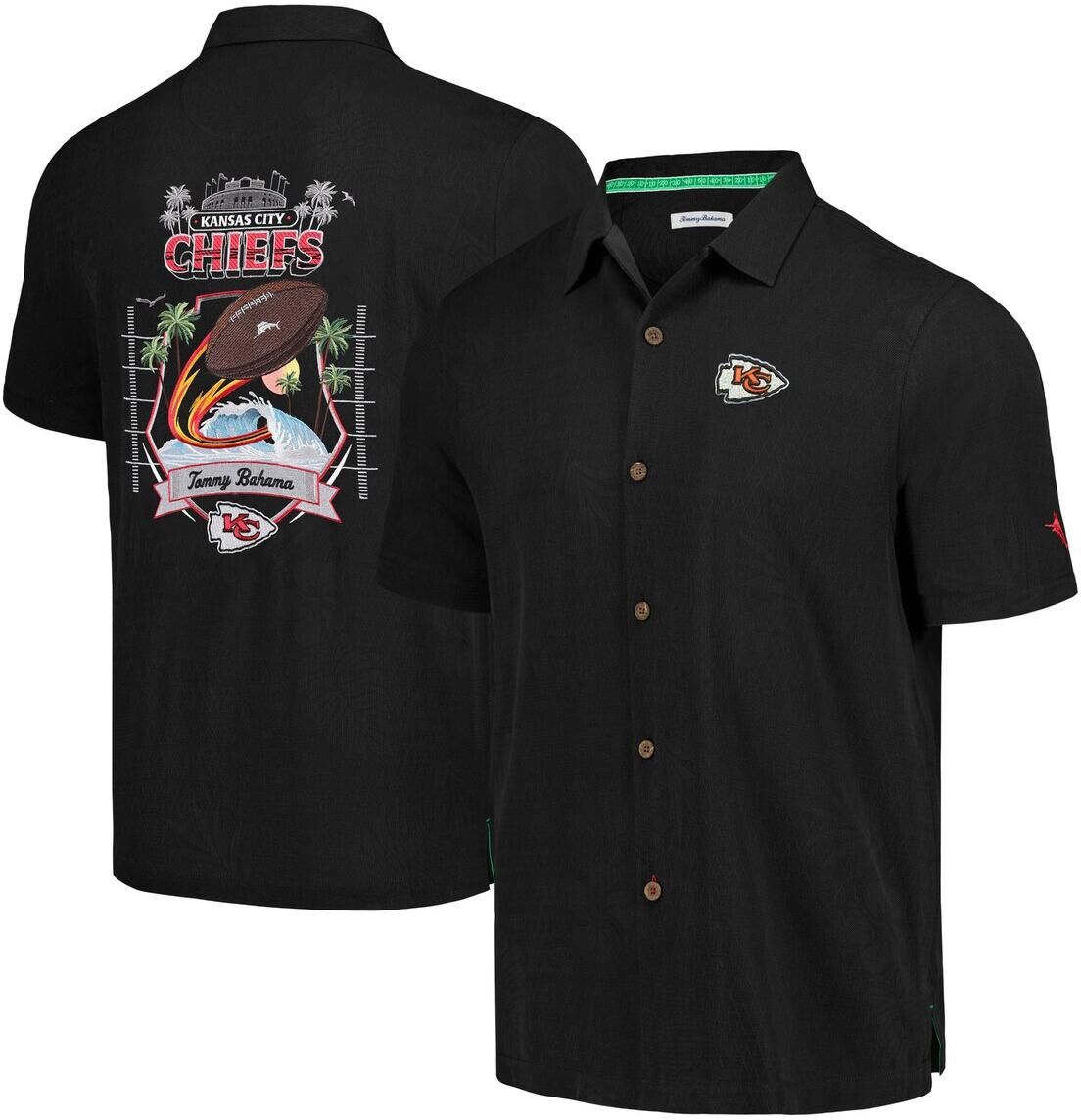 Tommy Bahama Men's Tommy Bahama Black Kansas City Chiefs Tidal Kickoff Camp Button-Up Shirt - Black