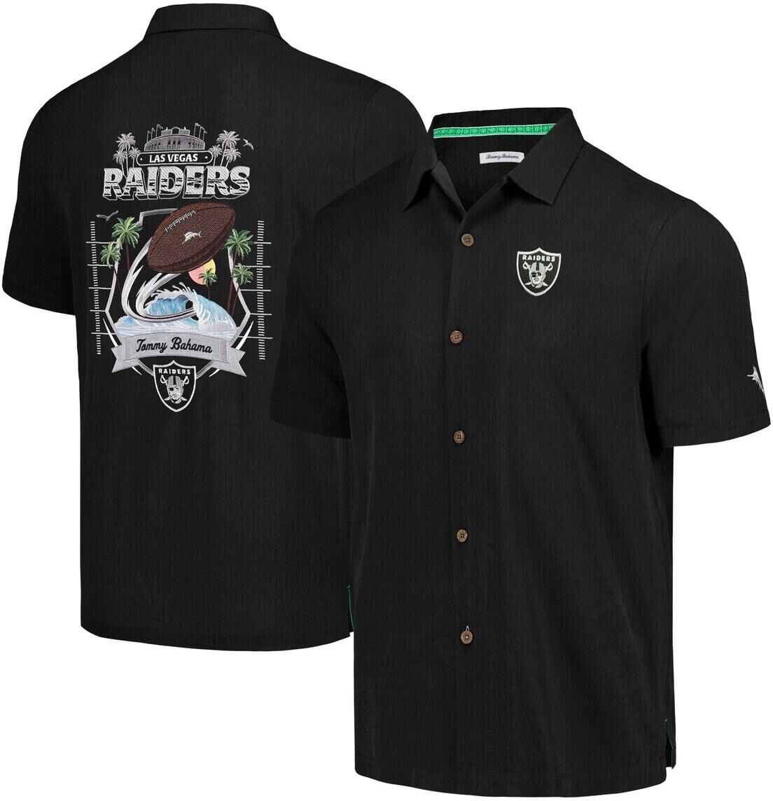 Tommy Bahama Men's Tommy Bahama Black Las Vegas Raiders Tidal Kickoff Camp Button-Up Shirt - Black