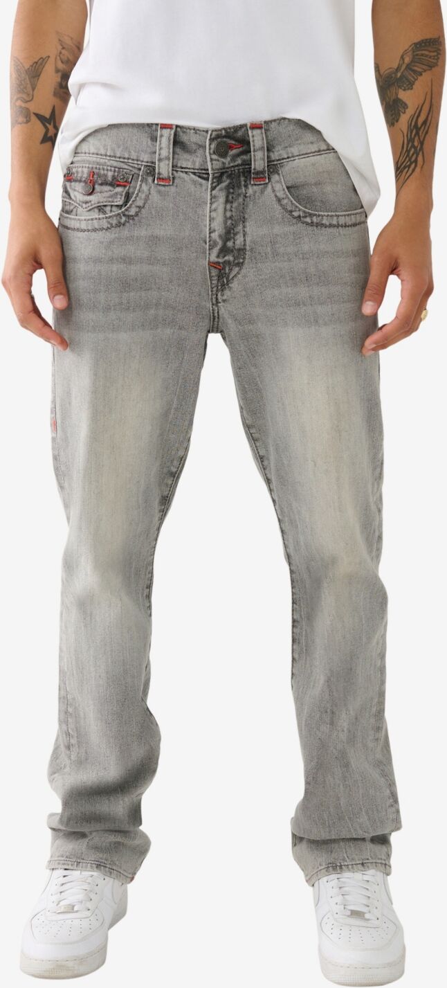 True Religion Men's Ricky Flap Big T Straight Jeans - Grail Gray Wash