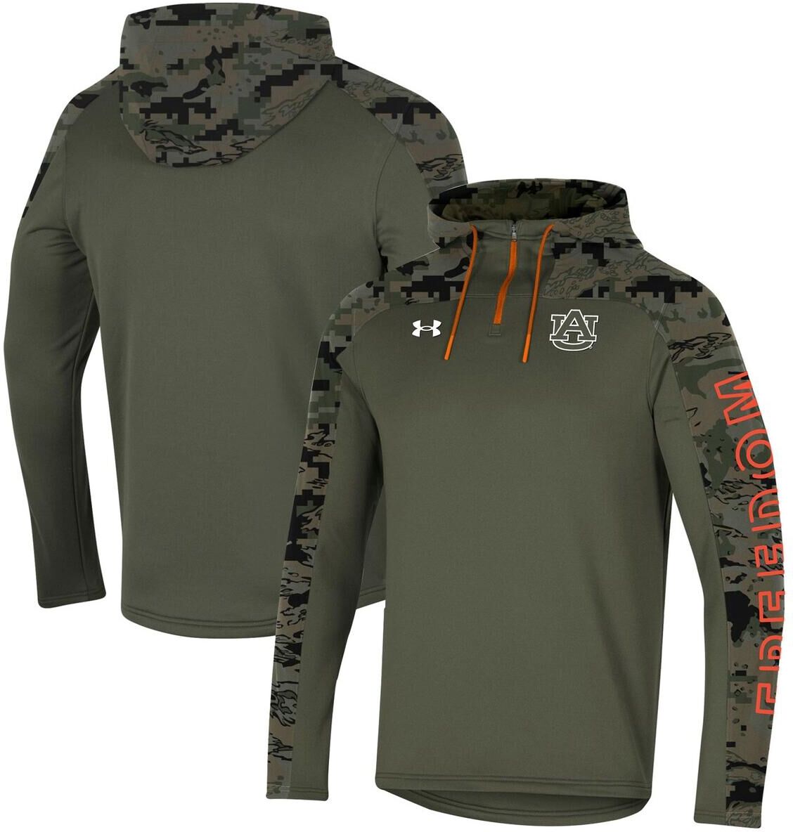 Under Armour Men's Under Armour Olive Auburn Tigers Freedom Quarter-Zip Pullover Hoodie - Olive