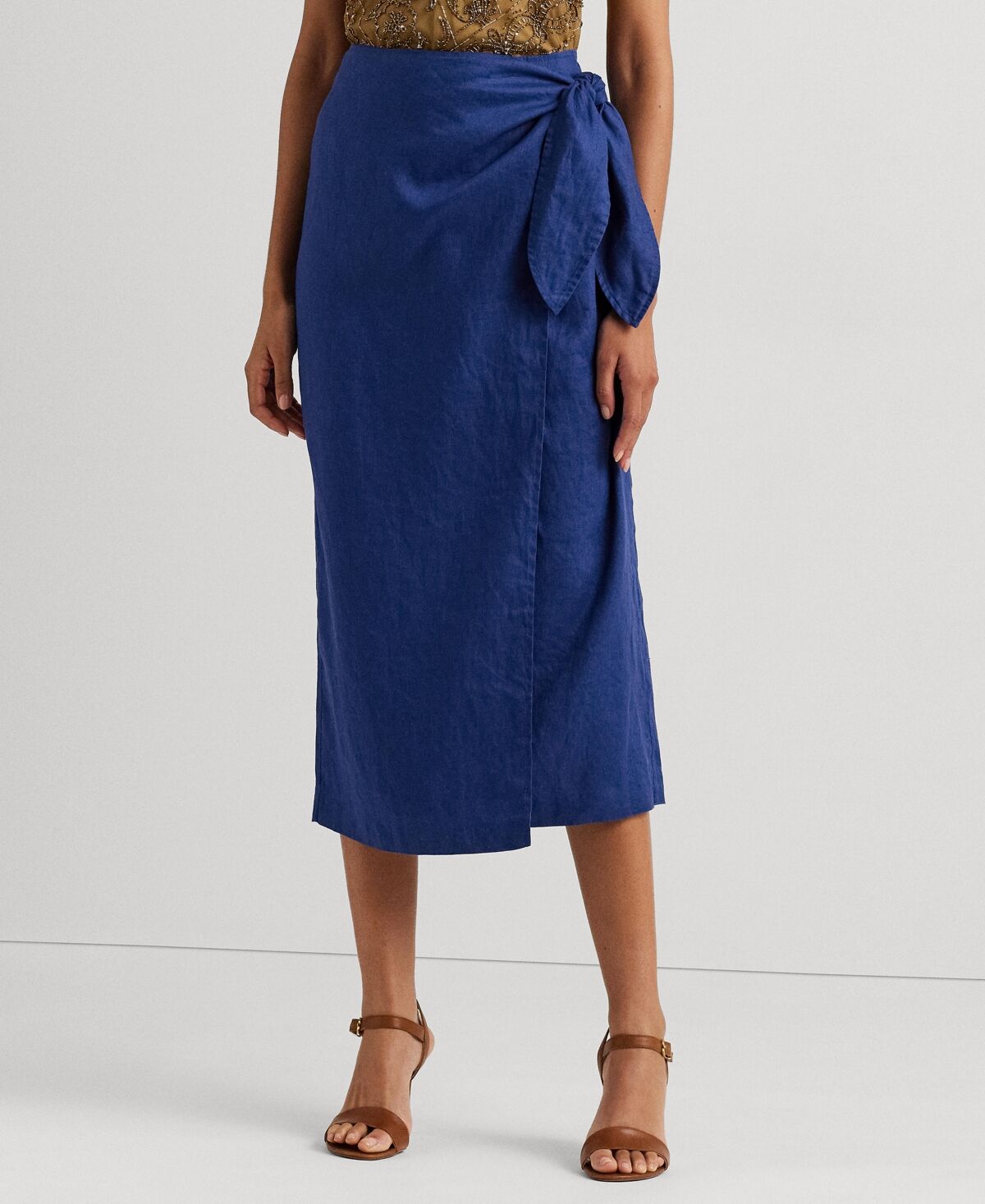 Ralph Lauren Lauren Ralph Lauren Women's Linen Wrap Midi Skirt - Indigo Sail