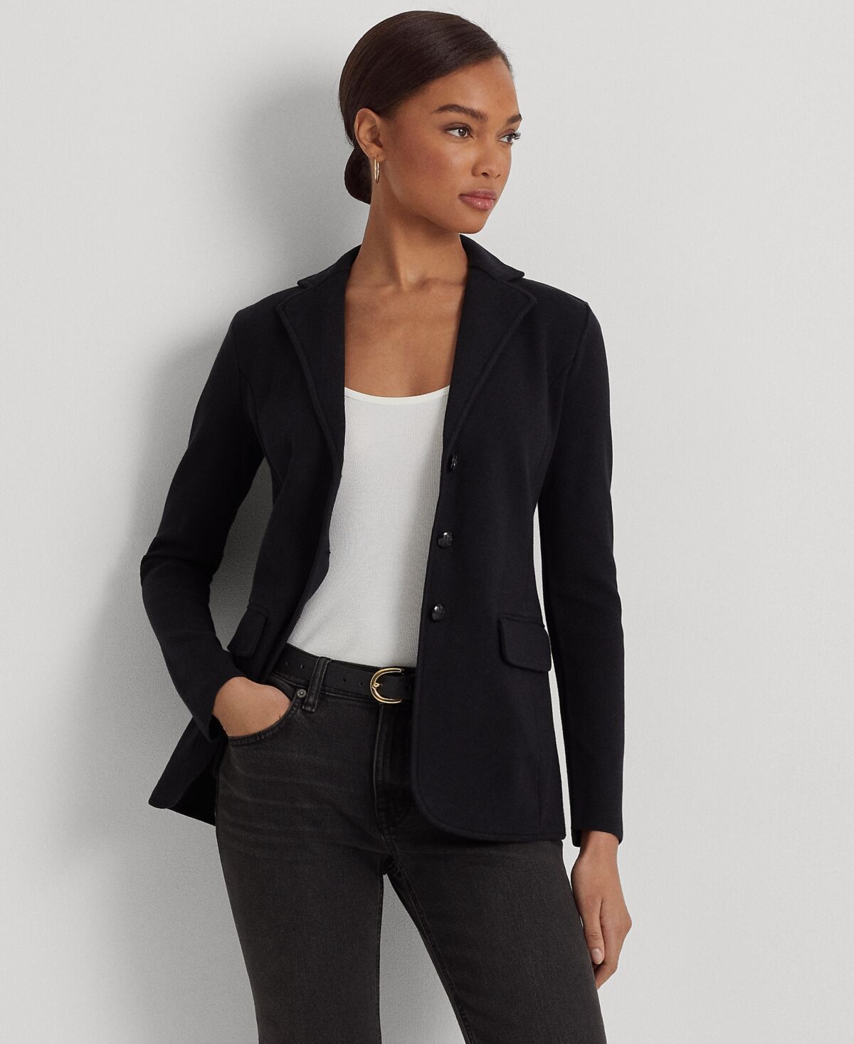 Ralph Lauren Lauren Ralph Lauren Sweater-Knit Blazer, Regular & Petite - Polo Black