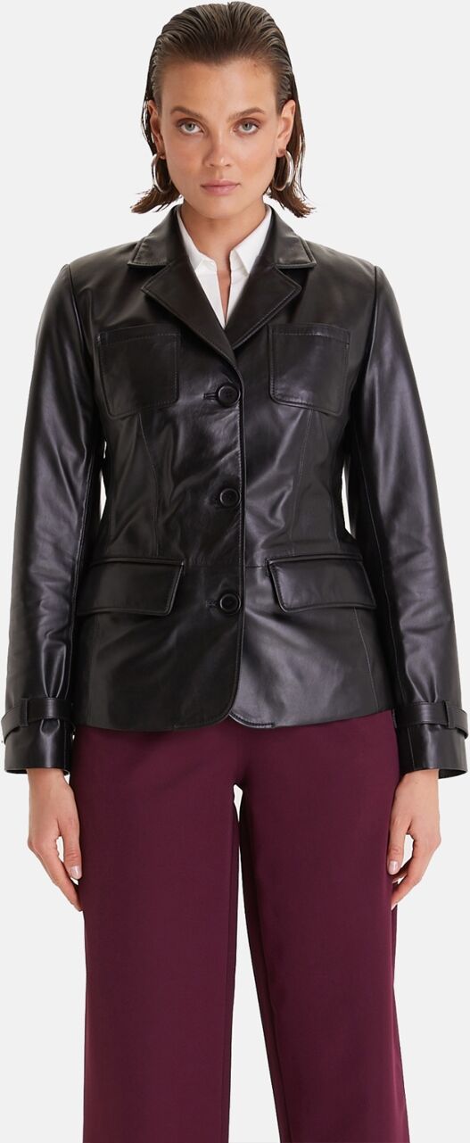 Furniq Uk Women's Genuine Leather Jacket Safari Black - Black