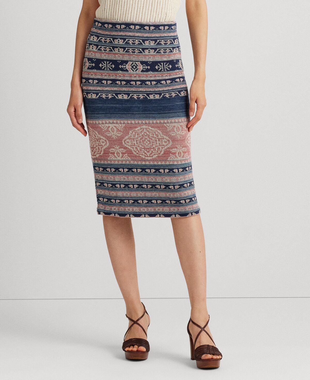 Ralph Lauren Lauren Ralph Lauren Women's Geo-Motif Linen-Cotton Pencil Skirt - Multi