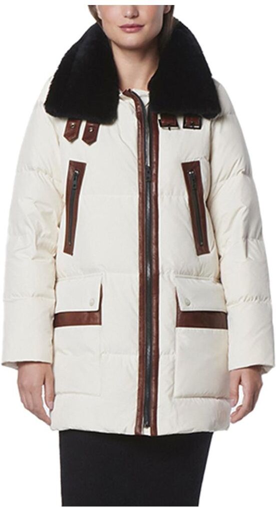 Andrew Marc Black Label Dutton aviator Mixed Woman's Media Coat Puffer - Birch