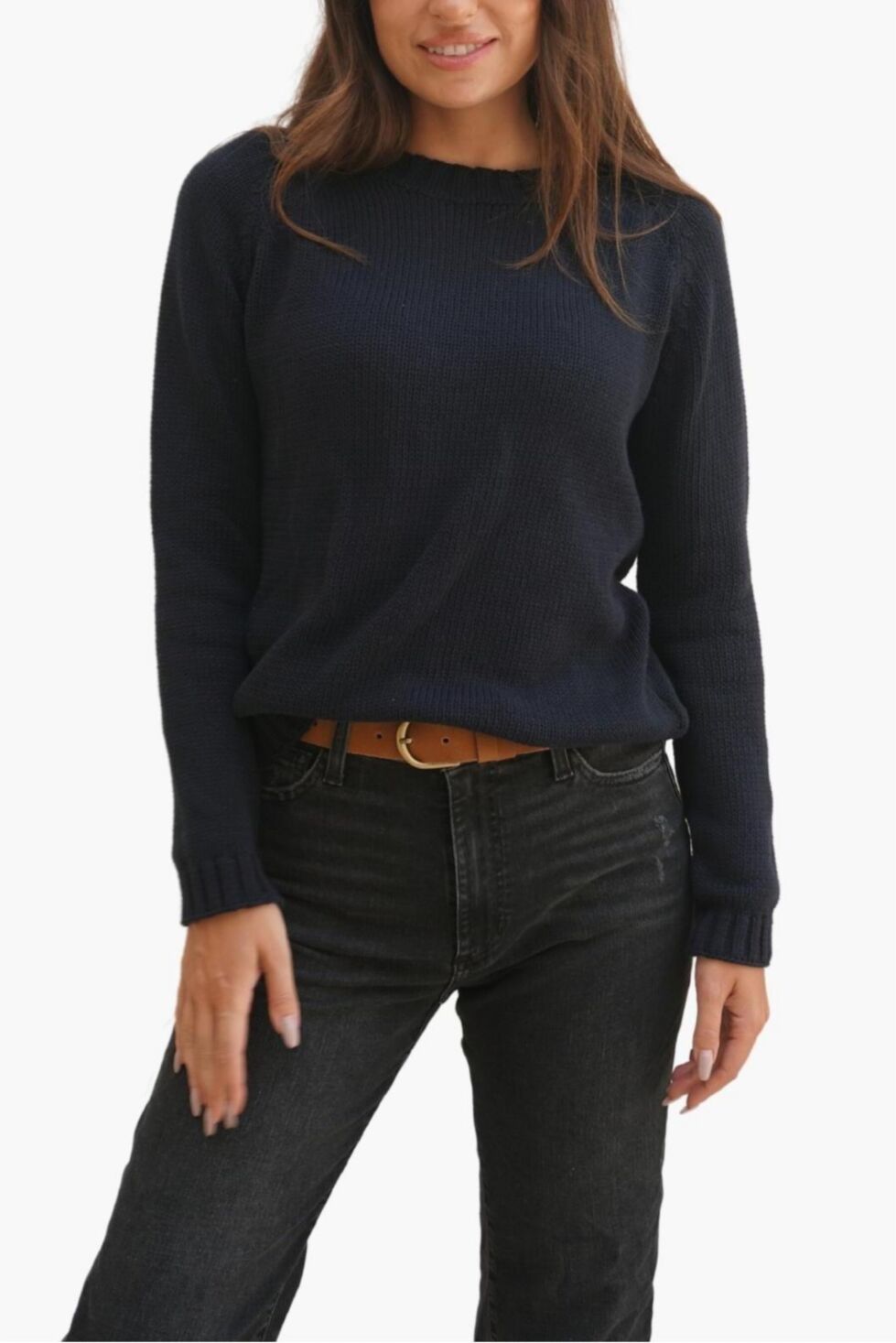 Paneros Clothing Women's Cotton Sloane Crewneck Pullover Sweater - Midnight navy