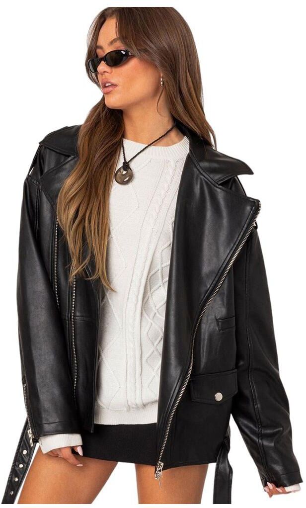 Edikted Women's Wrenley oversized faux leather jacket - Black