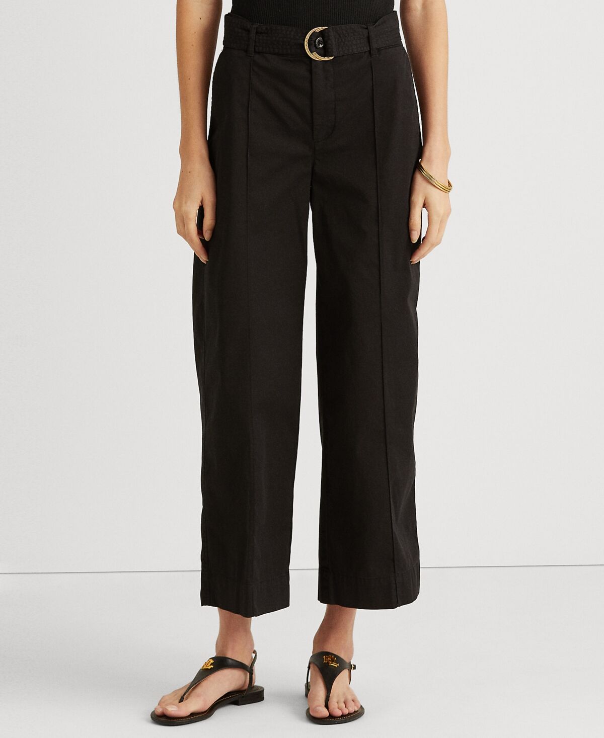 Ralph Lauren Lauren Ralph Lauren Micro-Sanded Twill Belted Wide-Leg Pants - Polo Black