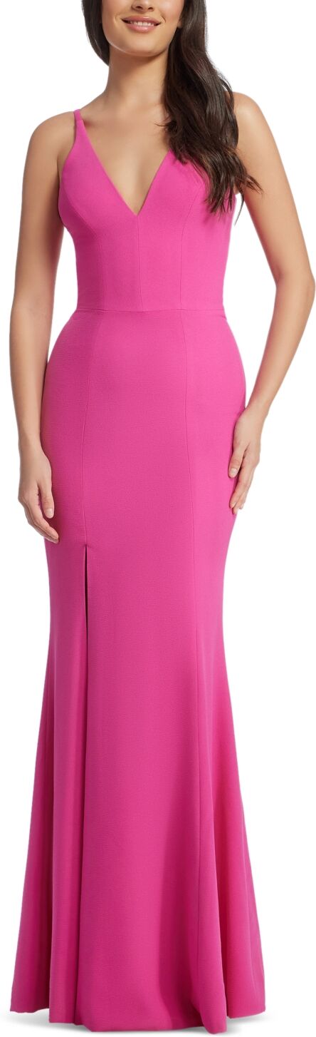 Dress the Population Iris High-Slit Evening Gown - Bright Fuschia