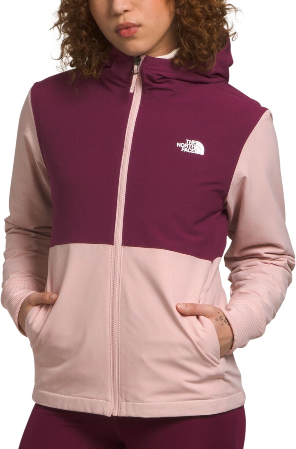 The North Face Women's Shelbe Raschel Zip-Front Fleece-Lined Hoodie - Pink Moss/Boysenberry