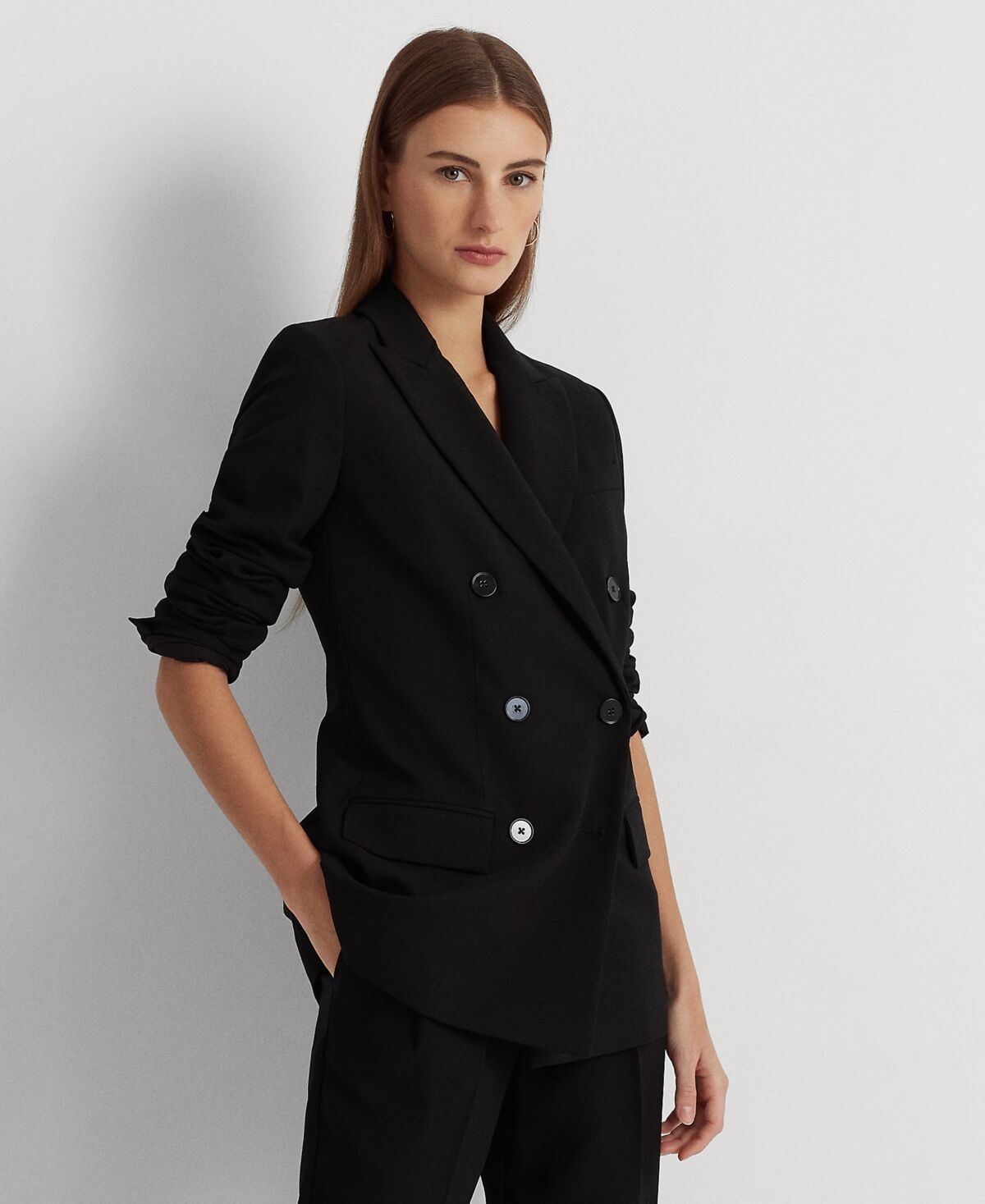 Ralph Lauren Lauren Ralph Lauren Women's Double-Breasted Wool Crepe Blazer - Polo Black