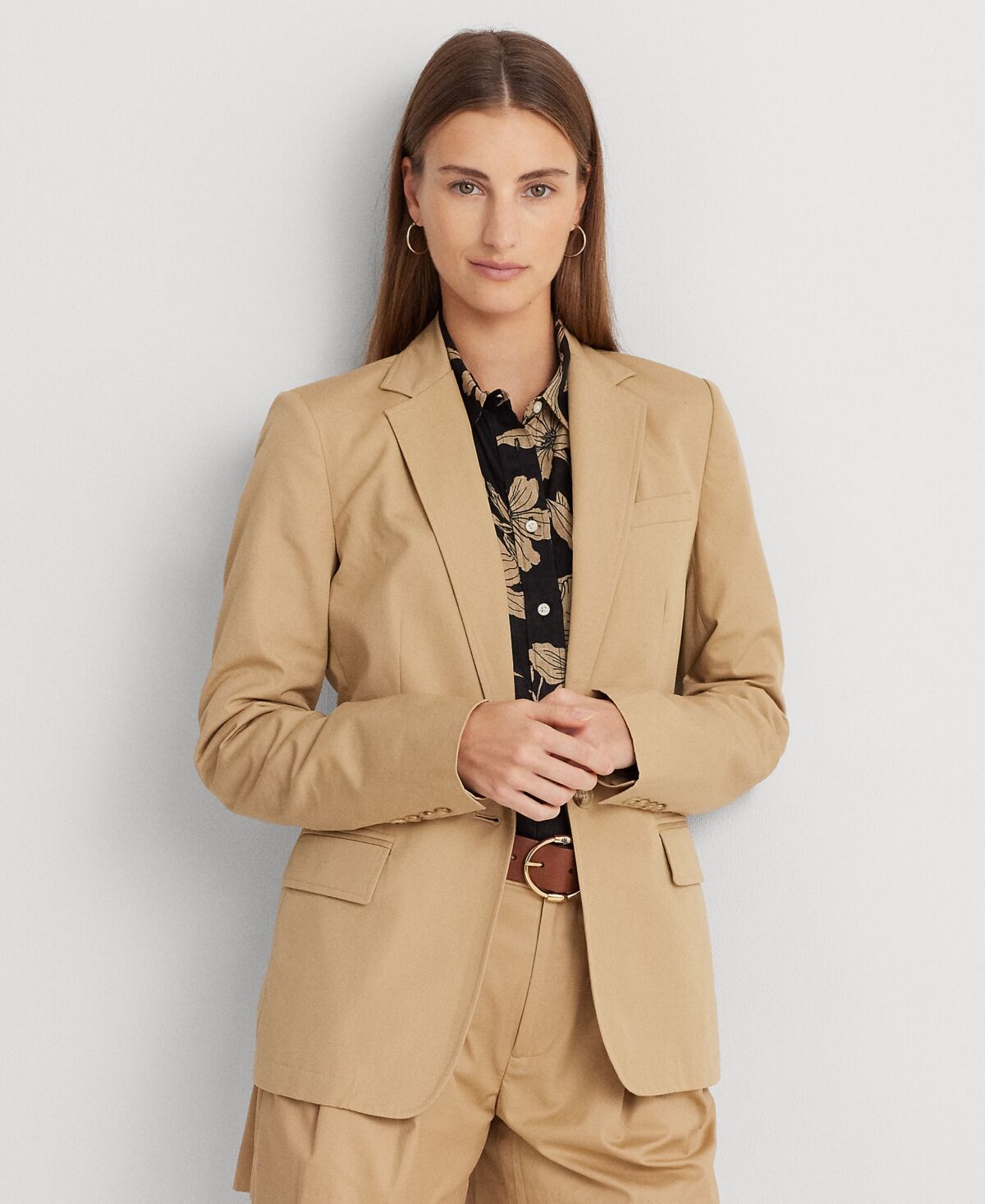 Ralph Lauren Lauren Ralph Lauren Petite One-Button Blazer - Birch Tan