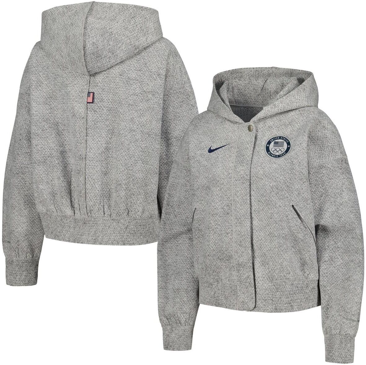 Nike Women's Nike Gray Team Usa Media Day Oversized Cropped Hoodie Performance Full-Zip Jacket - Gray