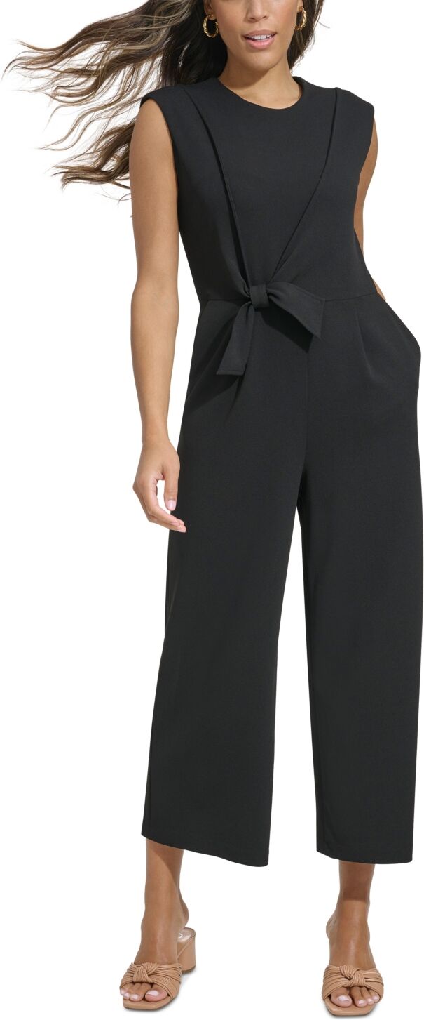 Calvin Klein Women's Tie-Waist Sleeveless Jumpsuit - Black