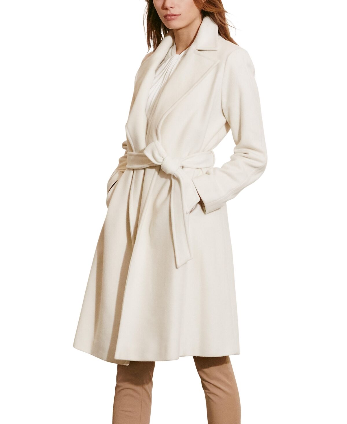 Ralph Lauren Lauren Ralph Lauren Women's Wool Blend Belted Maxi Wrap Coat - Moda Cream