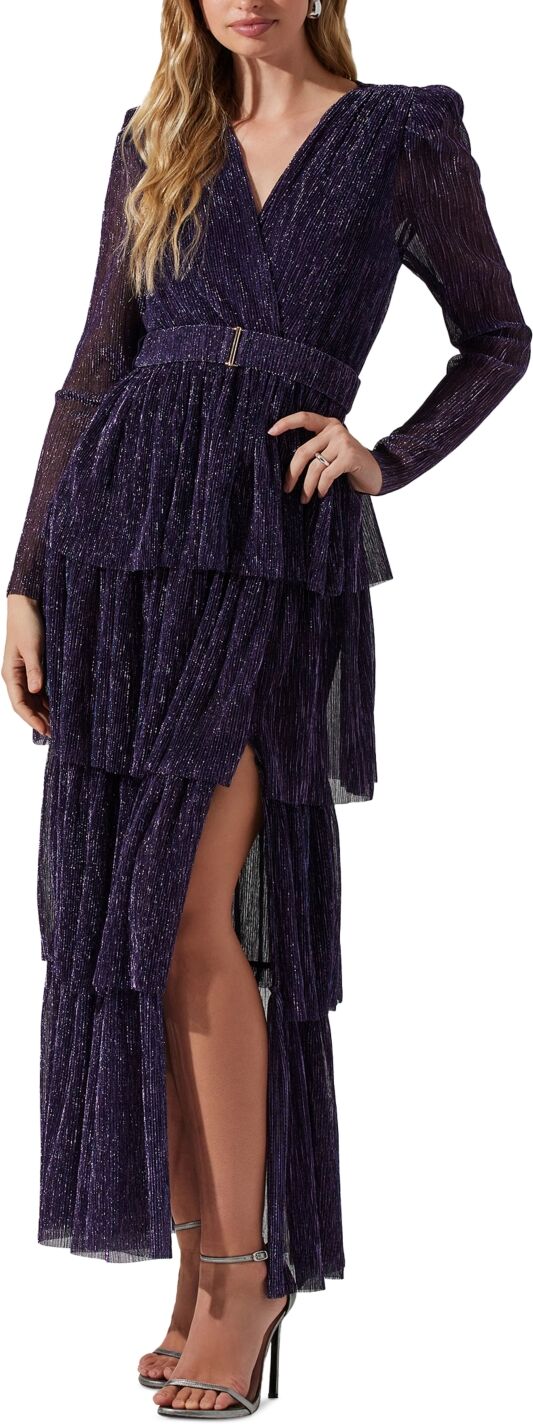 Astr the Label Women's Danielle Tiered-Skirt Maxi Dress - Purple Multi