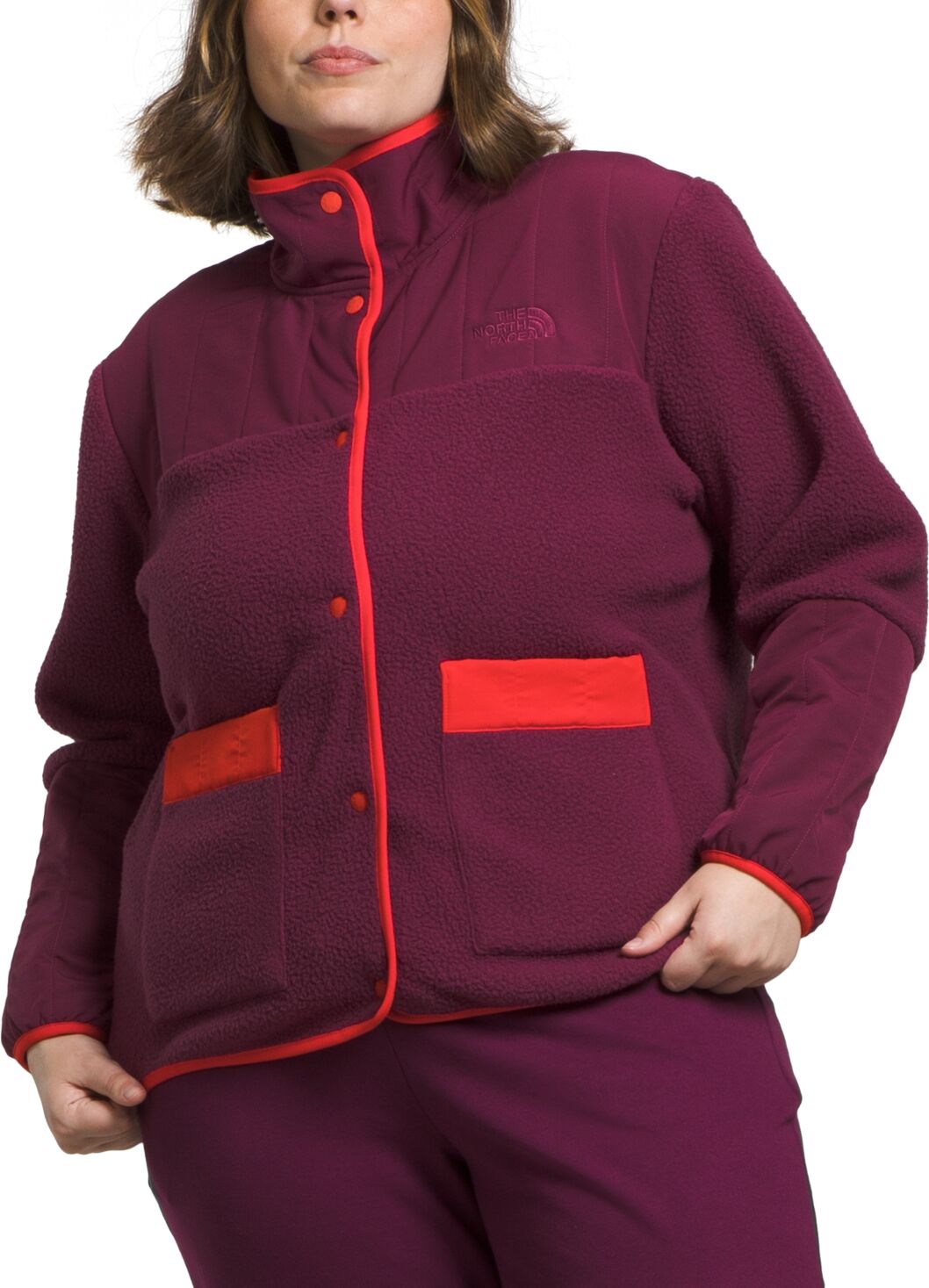 The North Face Plus Size Cragmont Snap-Front Fleece Jacket - Boysenberry/fiery Red