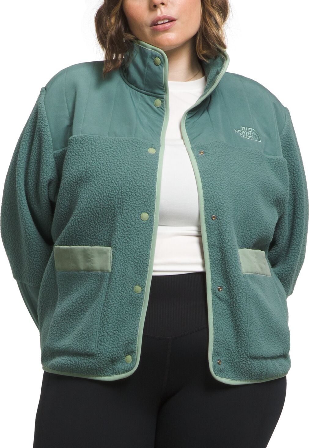 The North Face Plus Size Cragmont Snap-Front Fleece Jacket - Dark Sage/misty Sage