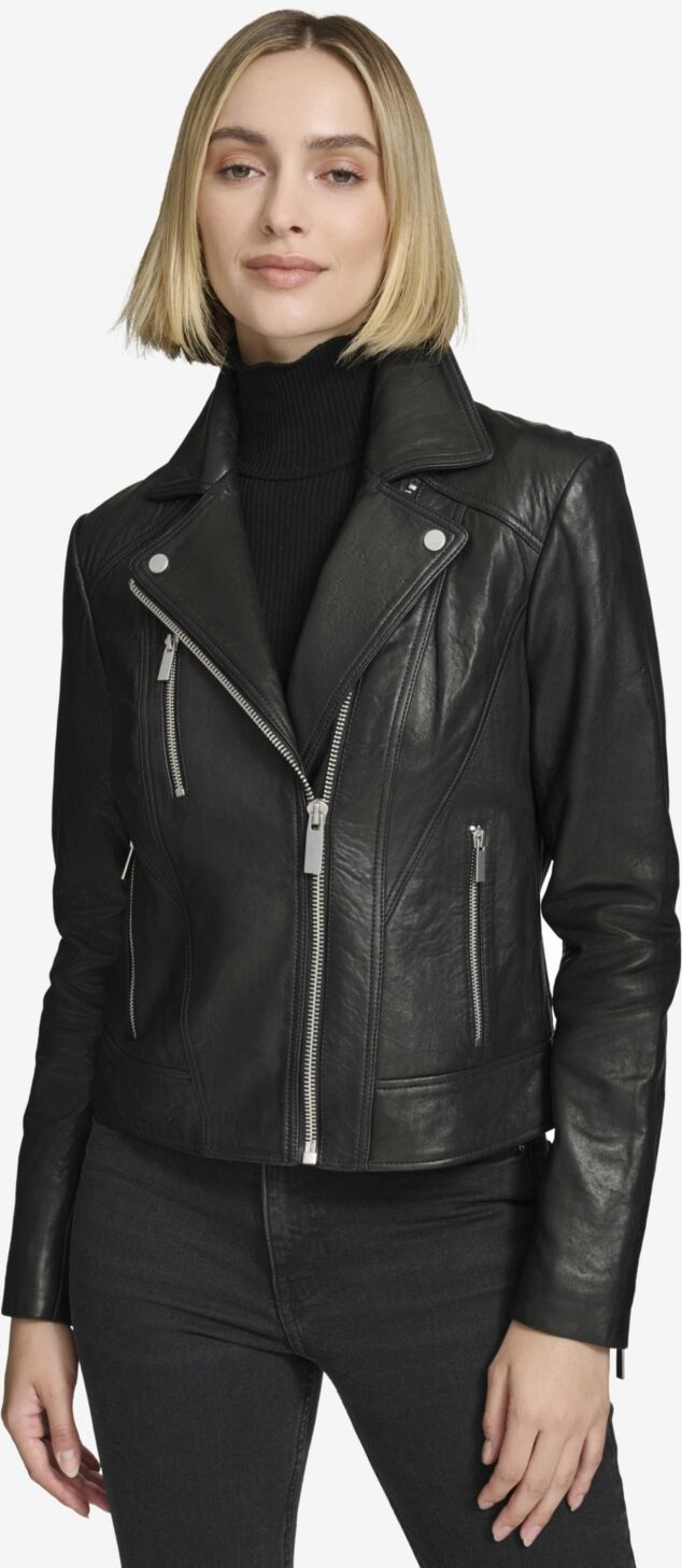 Andrew Marc Black Label Carnegie moto leather Woman's Jacket - Black