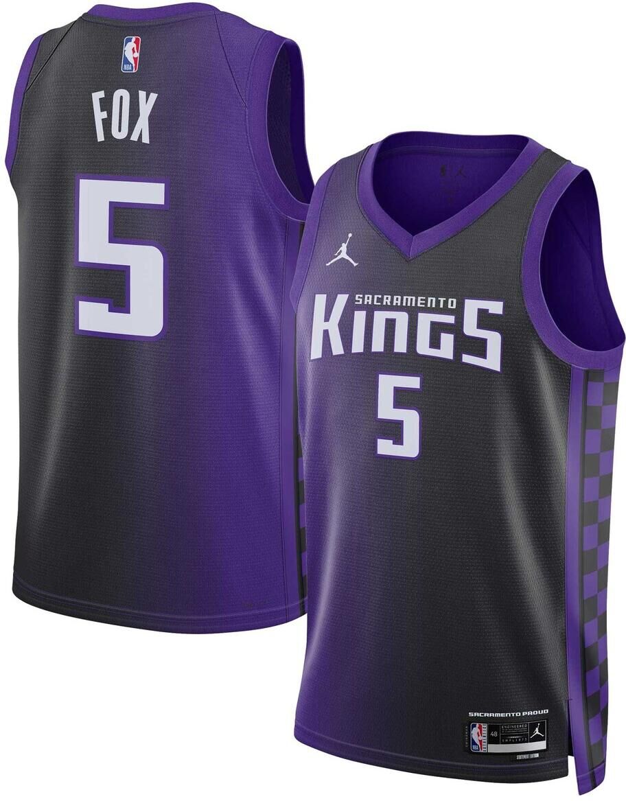 Jordan Men's and Women's Jordan De'Aaron Fox Purple Sacramento Kings Swingman Jersey - Statement Edition - Purple