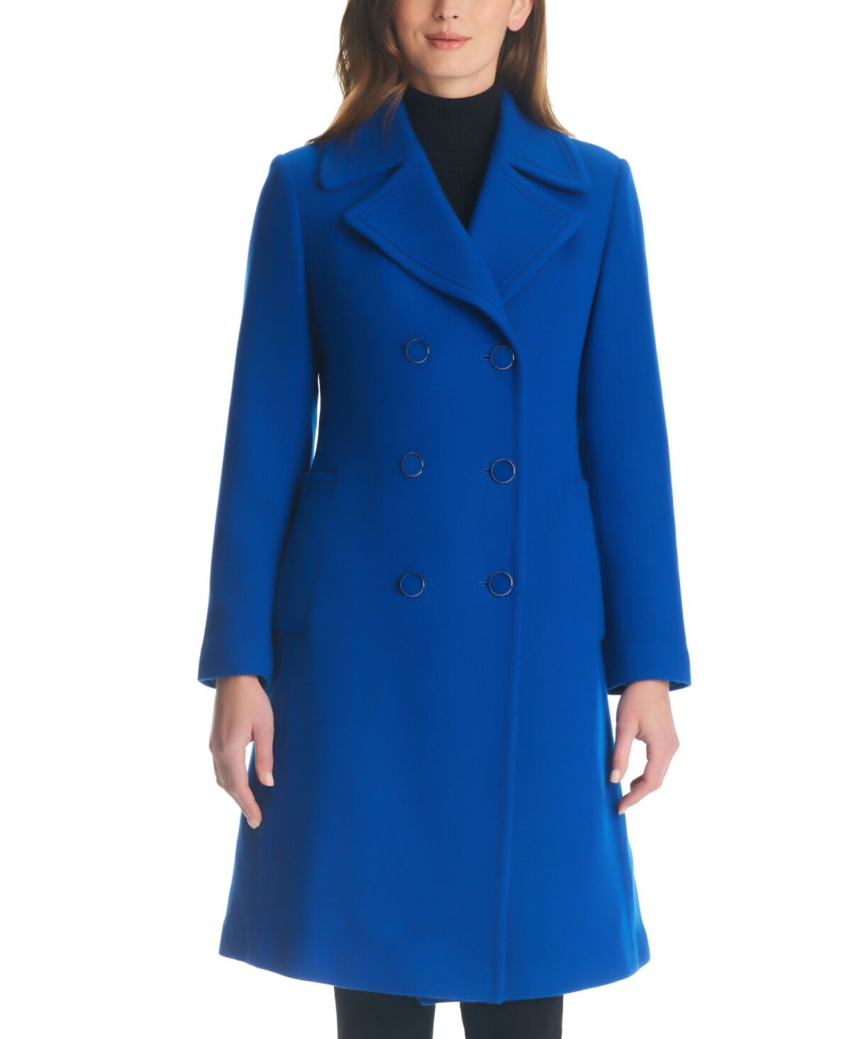 Kate Spade New York Women's Double-Breasted Wool Blend Peacoat - Stained Glass Blue