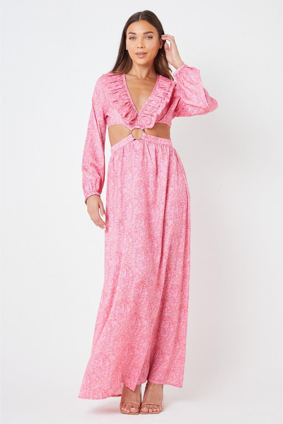 Creea The Label Women's Plunge Maxi Dress - Pink